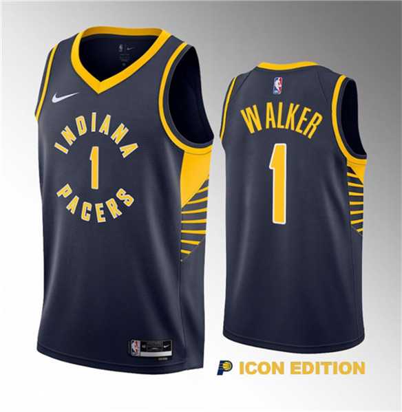Men%27s Indiana Pacers #1 Jarace Walker Navy 2023 Draft Icon Edition Stitched Basketball Jersey Dzhi->houston rockets->NBA Jersey